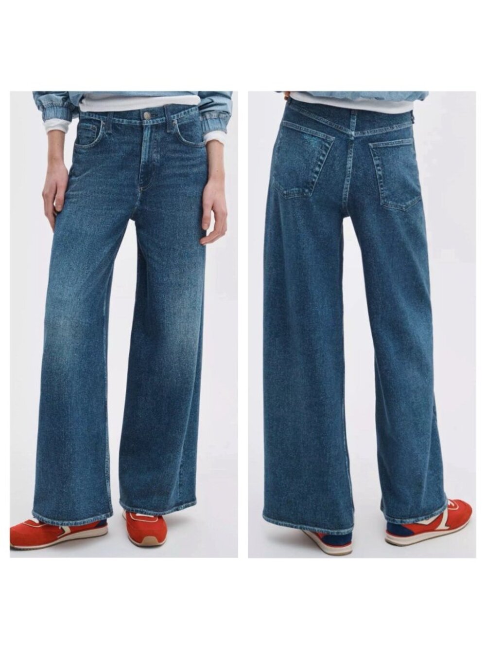 rag & bone Blue Wide Leg Jeans